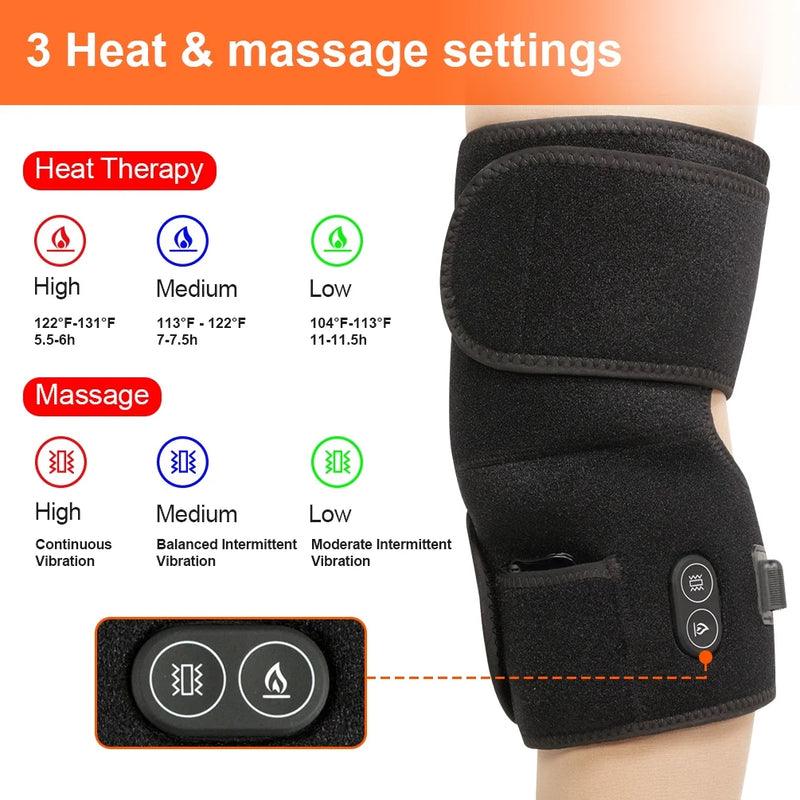Load image into Gallery viewer, Snow Deer Heated Knee Brace Wrap 3 Adjustable 7.4V 2200mAh Lithium Battery Vibration Knee Massager with Heating Pad for Knee Pain Join Pain Relief