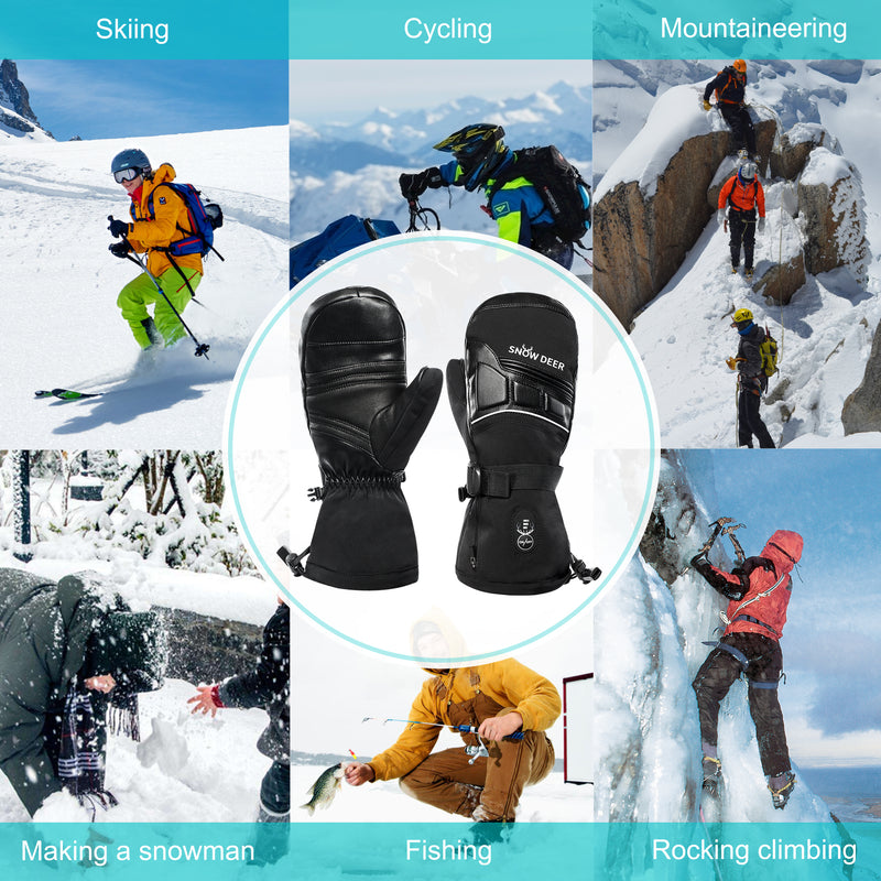 Load image into Gallery viewer, SNOW DEER Heated Mittens for Men and Women - 7.4V 2200MAH Electric Rechargeable Battery Gloves for Winter Skiing, Skating, Snow, Camping, Hiking - Heated Hand Warmer