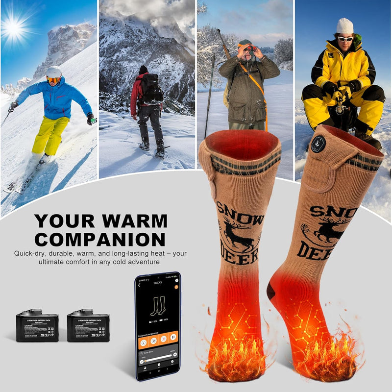 Load image into Gallery viewer, SNOW DEER Hunting Heated Socks with App Control for Men Women, Rechargeable Electric Heating Warm Sock for Motorcycle Hunting Ski Hiking Cold Winter Work Washable