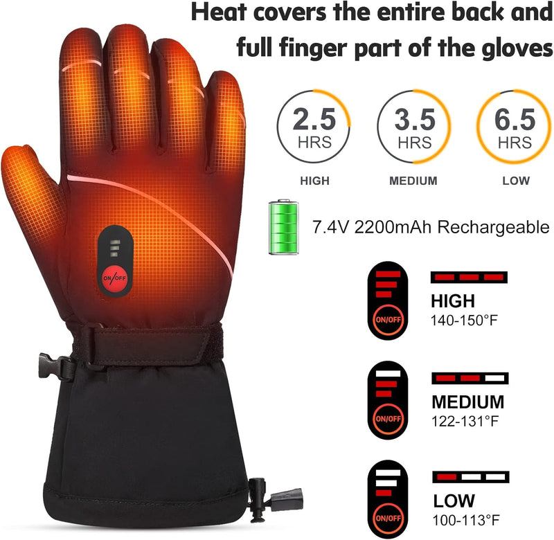Load image into Gallery viewer, SNOW DERR Heated Gloves for Men Rechargeable Waterproof Winter,Machine Washable Electric Heating Ski Glove for Hiking Motorcycling Camping Fishing Cold Weather Hand Warmers
