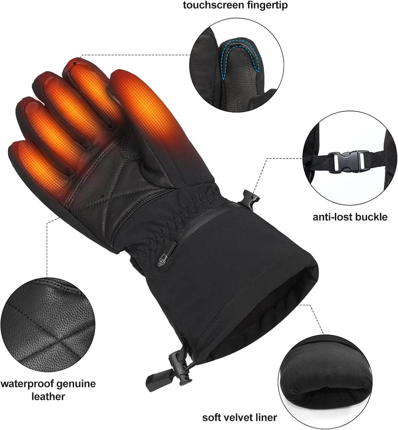 Load image into Gallery viewer, SNOW DERR Heated Gloves for Men Rechargeable Waterproof Winter,Machine Washable Electric Heating Ski Glove for Hiking Motorcycling Camping Fishing Cold Weather Hand Warmers