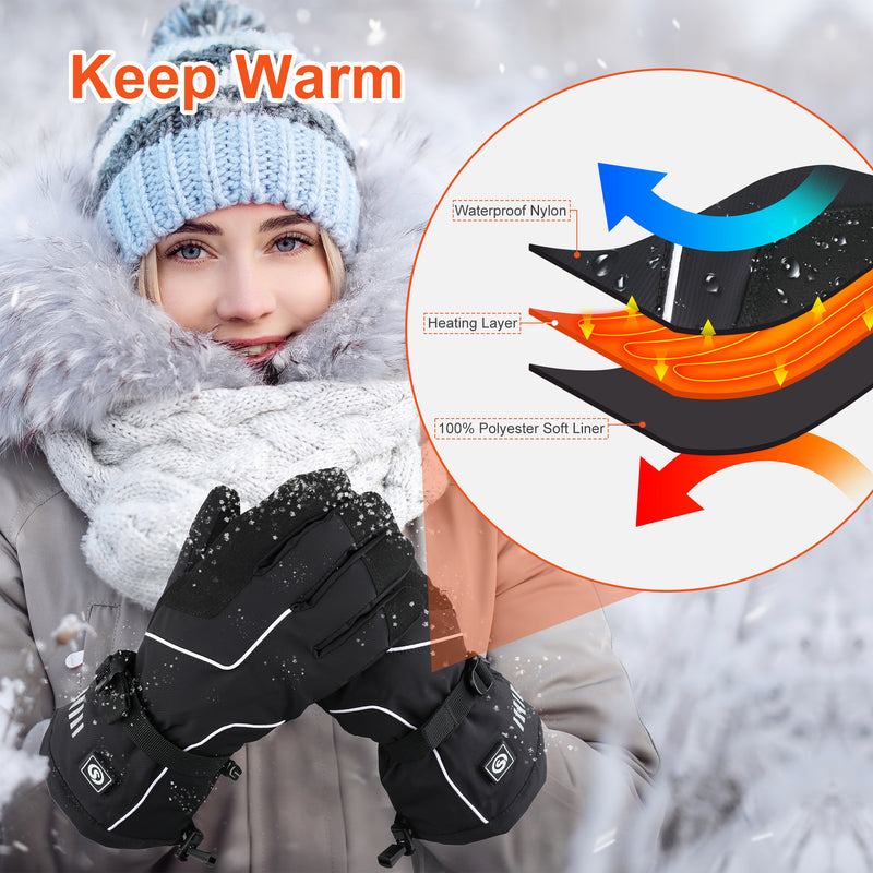 Load image into Gallery viewer, SNOW DEER Rechargeable Heated Gloves for Men & Women | 4400mAh Large Battery | 3-Level Temp Control, Touchscreen & Waterproof | Warm for Skiing, Cycling, Hiking, Winter Outdoor Activities