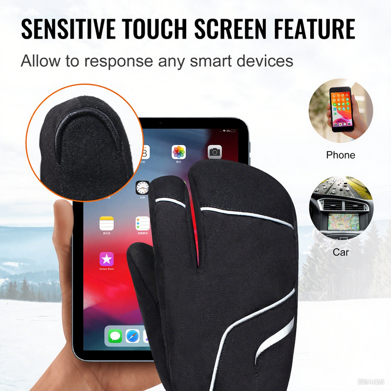 Load image into Gallery viewer, SNOW DEER Heated Mittens for Men and Women, Rechargeable Heated Gloves with Touchscreen 7.4V 2200mAh Battery Waterproof Ski Gloves for Skiing Snowboarding Camping Hiking