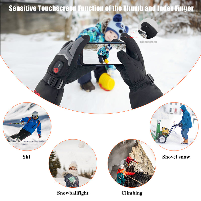 Load image into Gallery viewer, Snow deer Unisex Heated Gloves 7.4V 2200mAh Electric Rechargeable Winter Warm Glove Liners for Arthritis Raynaud Thin Gloves Riding Ski Snowboarding Hiking Cycling Hand Warmers