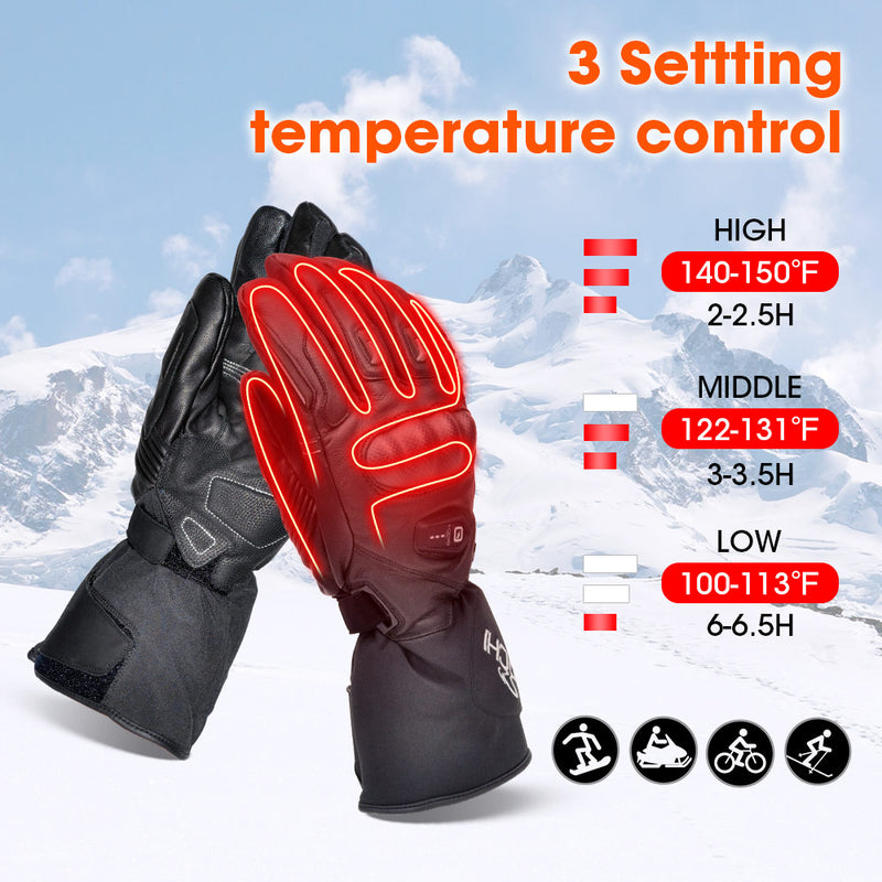 Load image into Gallery viewer, SNOW DEER Heated Gloves for Men Women Heated Motorcycle Glove Electric Waterproof Heating Gloves Touchscreen Rechargeable Battery Hand Warmers w/ 12V Motorcycle Wire for Outdoor Work Snowmobiles