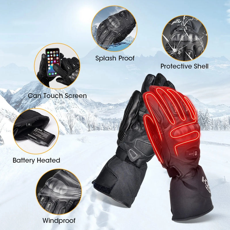 Load image into Gallery viewer, SNOW DEER Heated Gloves for Men Women Heated Motorcycle Glove Electric Waterproof Heating Gloves Touchscreen Rechargeable Battery Hand Warmers w/ 12V Motorcycle Wire for Outdoor Work Snowmobiles