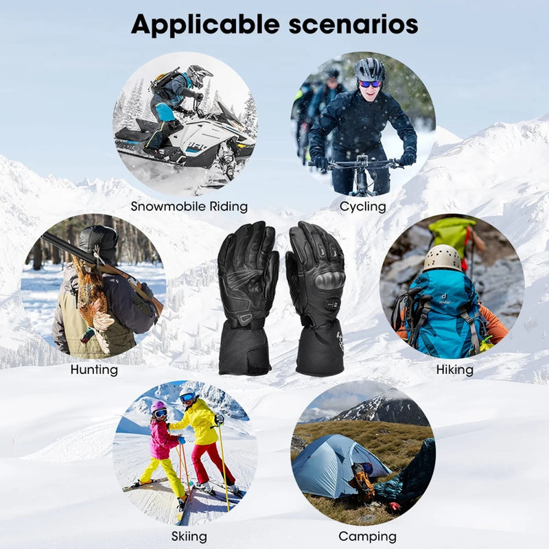 Load image into Gallery viewer, SNOW DEER Heated Gloves for Men Women Heated Motorcycle Glove Electric Waterproof Heating Gloves Touchscreen Rechargeable Battery Hand Warmers w/ 12V Motorcycle Wire for Outdoor Work Snowmobiles