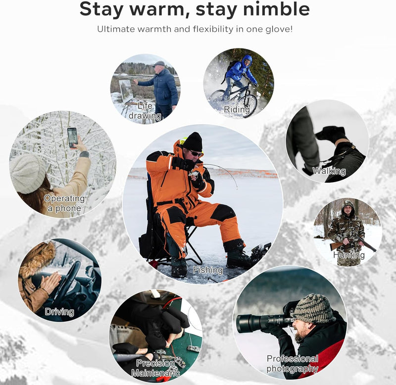 Load image into Gallery viewer, SNOW DEER Heated Fishing Gloves for Women Men Rechargeable Waterproof,Finger Dexterity Electric Heated Gloves for Cold Weather,Winter Hand Warmers Gloves for Hunting Photography Cycling Working