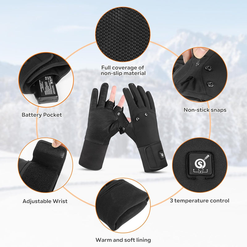 Load image into Gallery viewer, SNOW DEER Heated Fishing Gloves for Women Men Rechargeable Waterproof,Finger Dexterity Electric Heated Gloves for Cold Weather,Winter Hand Warmers Gloves for Hunting Photography Cycling Working