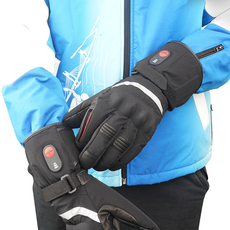 Load image into Gallery viewer, SNOW DEER Heated Gloves for Men Women, Temperature Display Heated Motorcycle Gloves, 2200mAh Rechargeable Battery Winter Gloves for Skiing Motorcycle Cycling Fishing Hunting