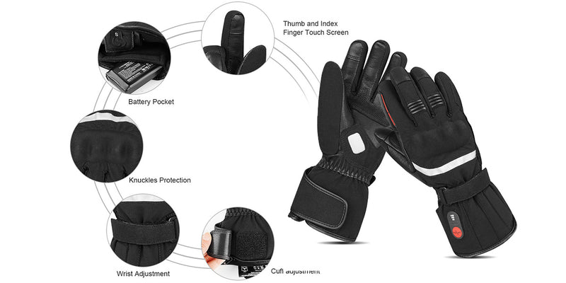 Load image into Gallery viewer, SNOW DEER Heated Gloves for Men Women, Temperature Display Heated Motorcycle Gloves, 2200mAh Rechargeable Battery Winter Gloves for Skiing Motorcycle Cycling Fishing Hunting