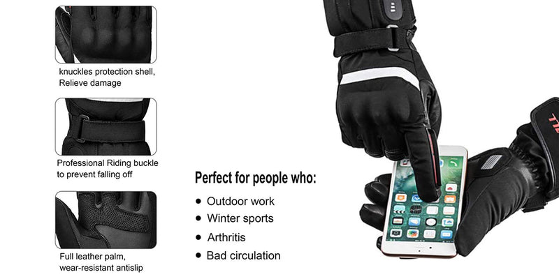 Load image into Gallery viewer, SNOW DEER Heated Gloves for Men Women, Temperature Display Heated Motorcycle Gloves, 2200mAh Rechargeable Battery Winter Gloves for Skiing Motorcycle Cycling Fishing Hunting