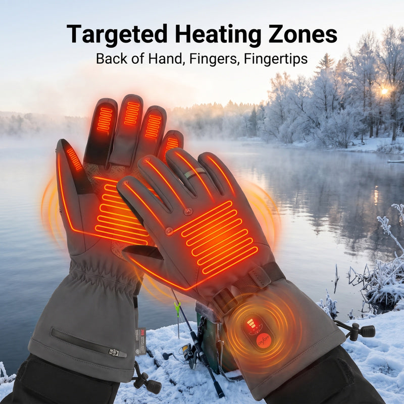 Load image into Gallery viewer, SNOW DEER Heated Fishing Gloves for Men Women, 10s Fast Heating Gloves with 3M Thinsulate Insulation, 3 Temperature Settings Waterproof Touchscreen Gloves for Winter Outdoor Fishing Hunting Hiking