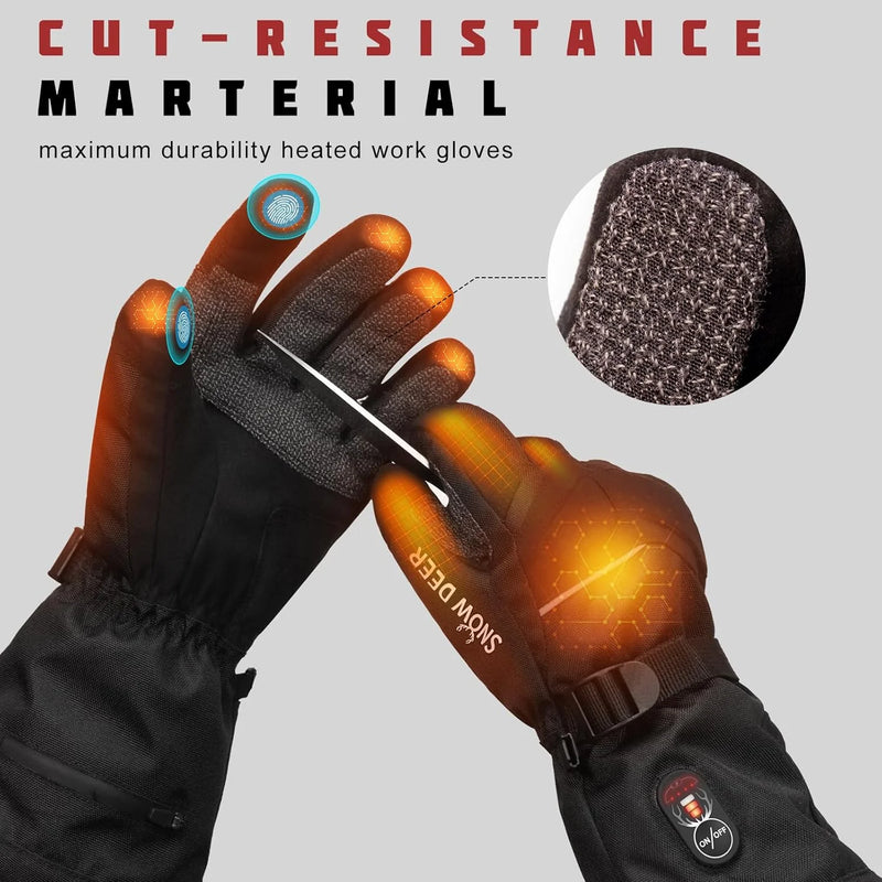 Load image into Gallery viewer, SNOW DEER Heated Work Gloves Men Rechargeable Waterproof, Cut-Resistance Heated Gloves for Men Women, Touchscreen Heated Working Gloves for Men Outdoor Work