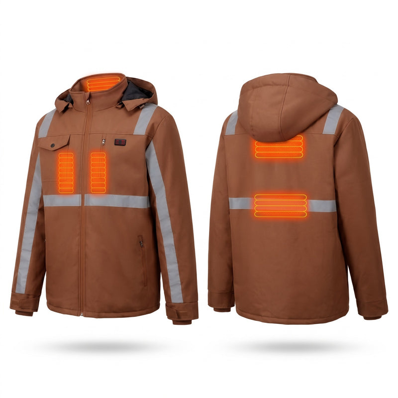 Load image into Gallery viewer, SNOW DEER Heated Work Jacket for Men, High Visibility Night Safety Heating Jacket with 5 Heating Zones, 6000mAh Rechargeable Battery, 3 Temperature Levels, for Outdoor Work Winter