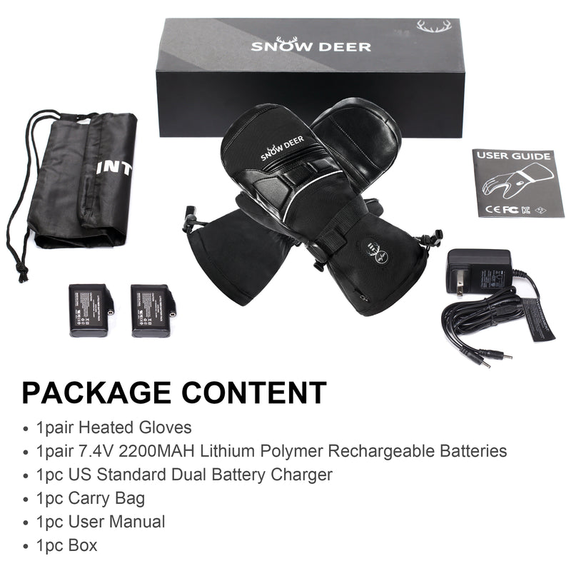 Load image into Gallery viewer, SNOW DEER Heated Mittens for Men and Women Waterproof Ski Gloves with Touchscreen 7.4V 2200mAh Battery Gloves Electric Rechargeable Thermal Mittens for Hands Warm