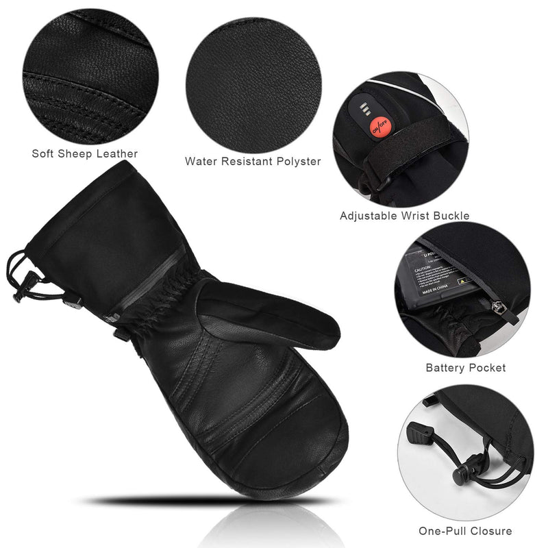 Load image into Gallery viewer, SNOW DEER Heated Gloves Battery Heat Motorcycle Gloves Goat-skin Leather 3 Gears Wamer Control Waterproof Electric Heated Mittens