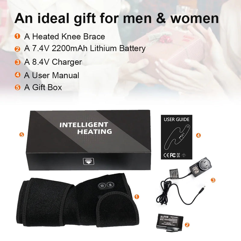 Load image into Gallery viewer, Snow Deer Heated Knee Brace Wrap 3 Adjustable 7.4V 2200mAh Lithium Battery Vibration Knee Massager with Heating Pad for Knee Pain Join Pain Relief