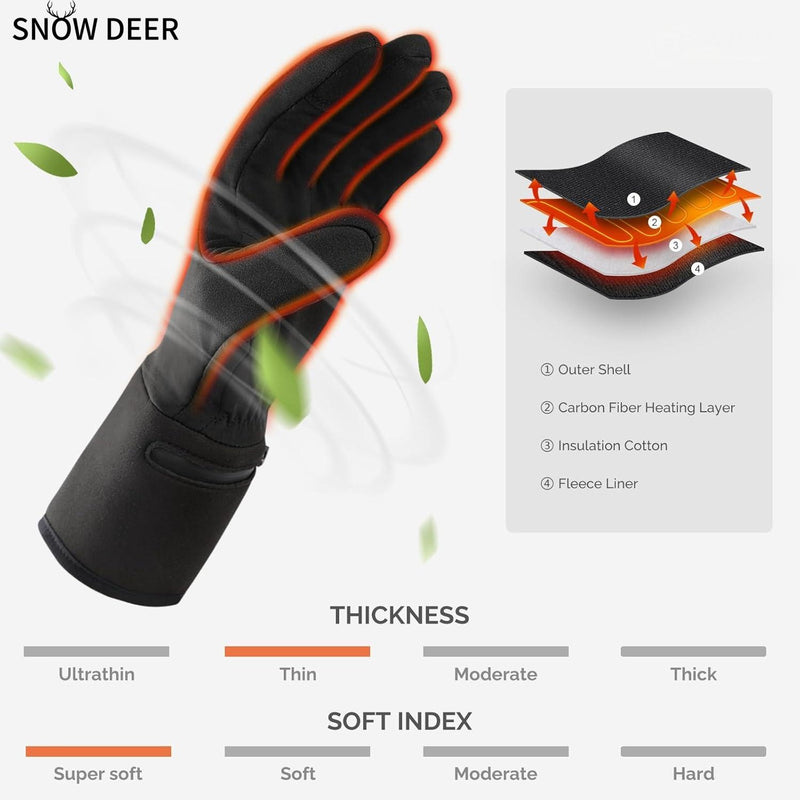 Load image into Gallery viewer, Snow Deer Heated Glove Liners for Men Women,Rechargeable Electric Battery Heating Riding Ski Snowboarding Hiking Cycling Hunting Thin Gloves Hand Warmer Arthritis&Raynaud's