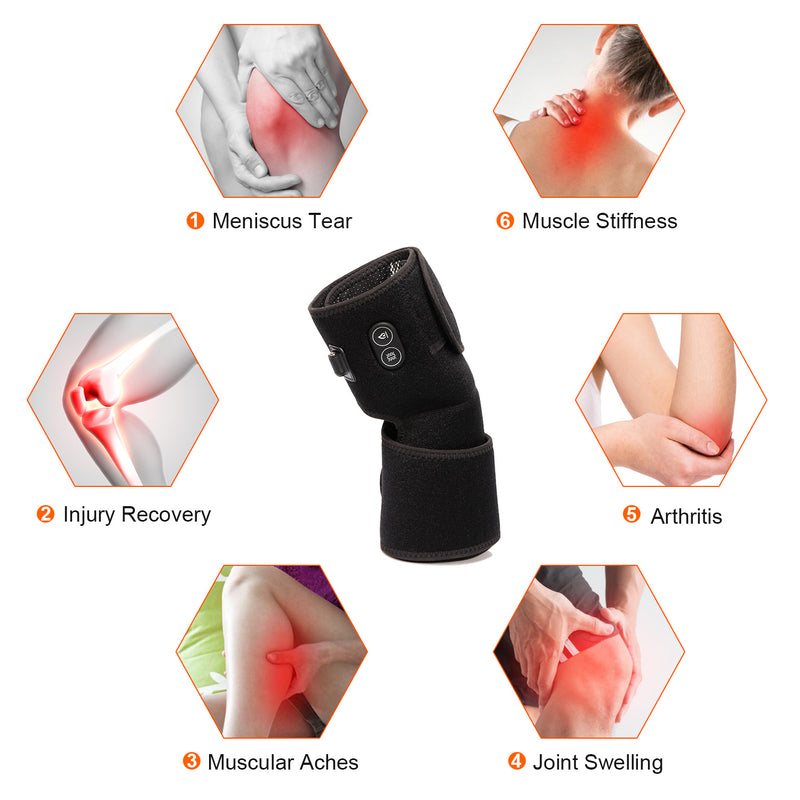 Load image into Gallery viewer, SNOW DEER Heated Knee Brace with Vibration Massage - 3 Heating & 3 Vibration Modes, 7.4V 2200mAh Battery, Relief for Knee Pain, Muscle Stiffness, Arthritis