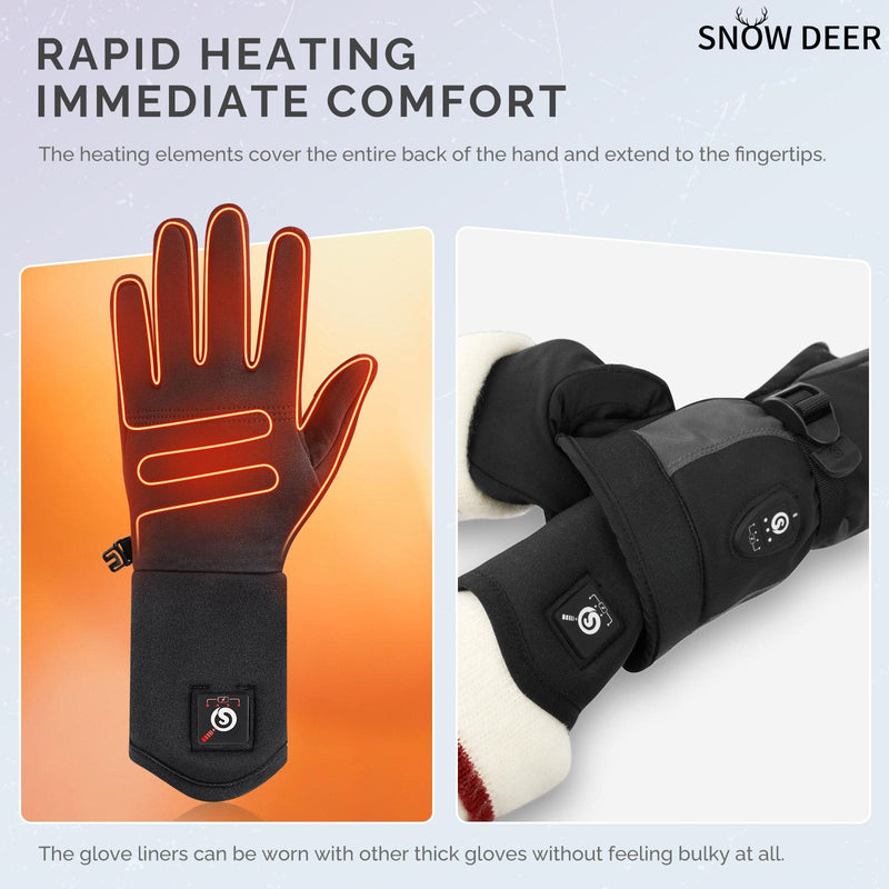 Load image into Gallery viewer, Snow Deer Heated Glove Liners for Men Women,Rechargeable Electric Battery Heating Riding Ski Snowboarding Hiking Cycling Hunting Thin Gloves Hand Warmer Arthritis&Raynaud's