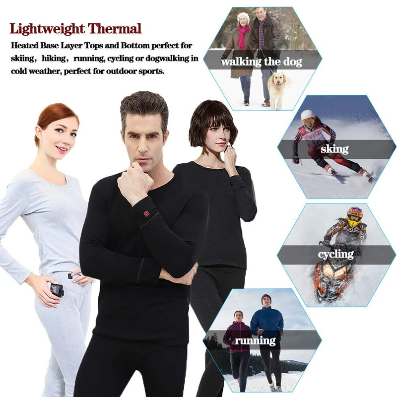 Load image into Gallery viewer, SNOW DEER Men's Heated Thermal Underwear Set - Rechargeable, 3 Heat Settings, Winter Warmth for Outdoor & Indoor
