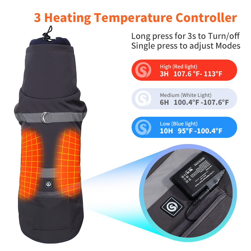Load image into Gallery viewer, SNOW DEER Heated Dog Warm Coat - Winter Jacket with Power Bank, Outdoor Apparel Vest Indoor Warm Clothes Coat Heated Dog Clothes