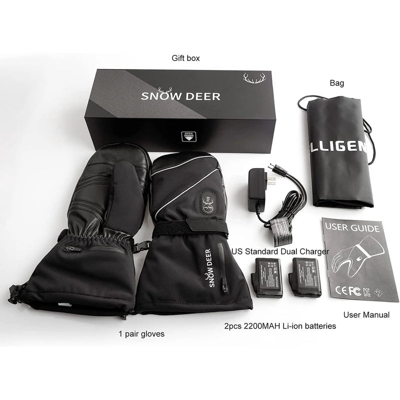 Load image into Gallery viewer, SNOW DEER Heated Mittens Gloves Men Women - 7.4V 2200MAH Electric Rechargeable Battery Gloves for Winter Skiing Skating Snow Camping Hiking Heated Hand Warmer Gloves