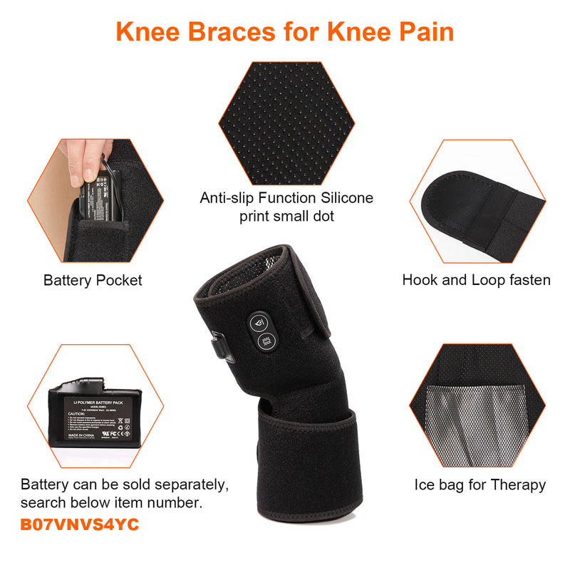 Load image into Gallery viewer, SNOW DEER Heated Knee Brace with Vibration Massage - 3 Heating & 3 Vibration Modes, 7.4V 2200mAh Battery, Relief for Knee Pain, Muscle Stiffness, Arthritis