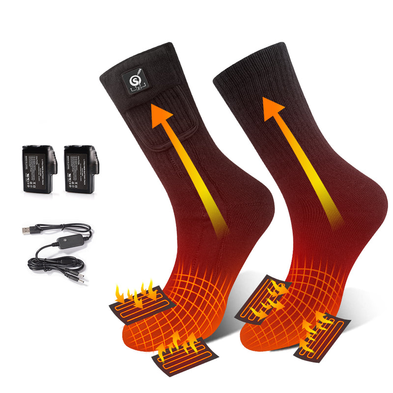 Load image into Gallery viewer, SNOW DEER Heated Socks, Rechargeable Electric Socks with 3 Heat Settings, 10 Hours Heating time Winter Foot Warmers with Large Capacity Batteries for Men/Women