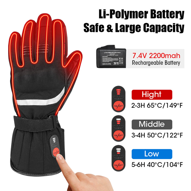 Load image into Gallery viewer, SNOW DEER Heated Gloves for Men Women, Temperature Display Heated Motorcycle Gloves, 2200mAh Rechargeable Battery Winter Gloves for Skiing Motorcycle Cycling Fishing Hunting