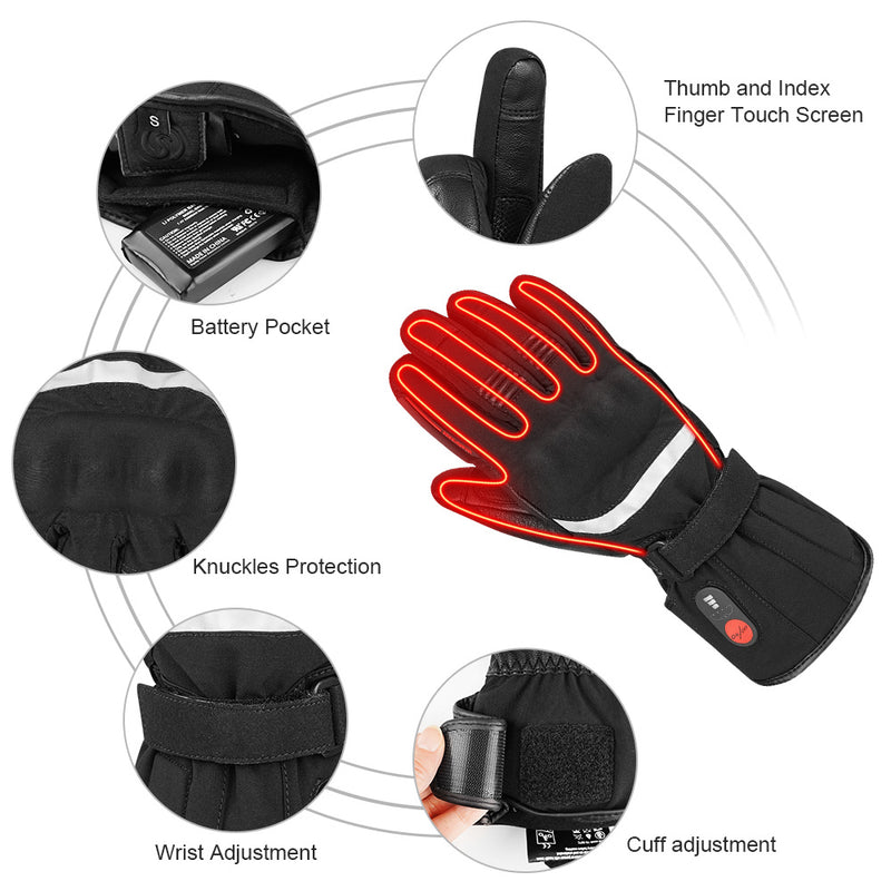 Load image into Gallery viewer, SNOW DEER Heated Gloves for Men Women, Temperature Display Heated Motorcycle Gloves, 2200mAh Rechargeable Battery Winter Gloves for Skiing Motorcycle Cycling Fishing Hunting