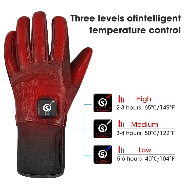 Load image into Gallery viewer, SNOW DEER Electric Heated Gloves Warm Men Women Sheepskin Leather Waterproof Rechargeable Battery Warm Hand Ski Glove