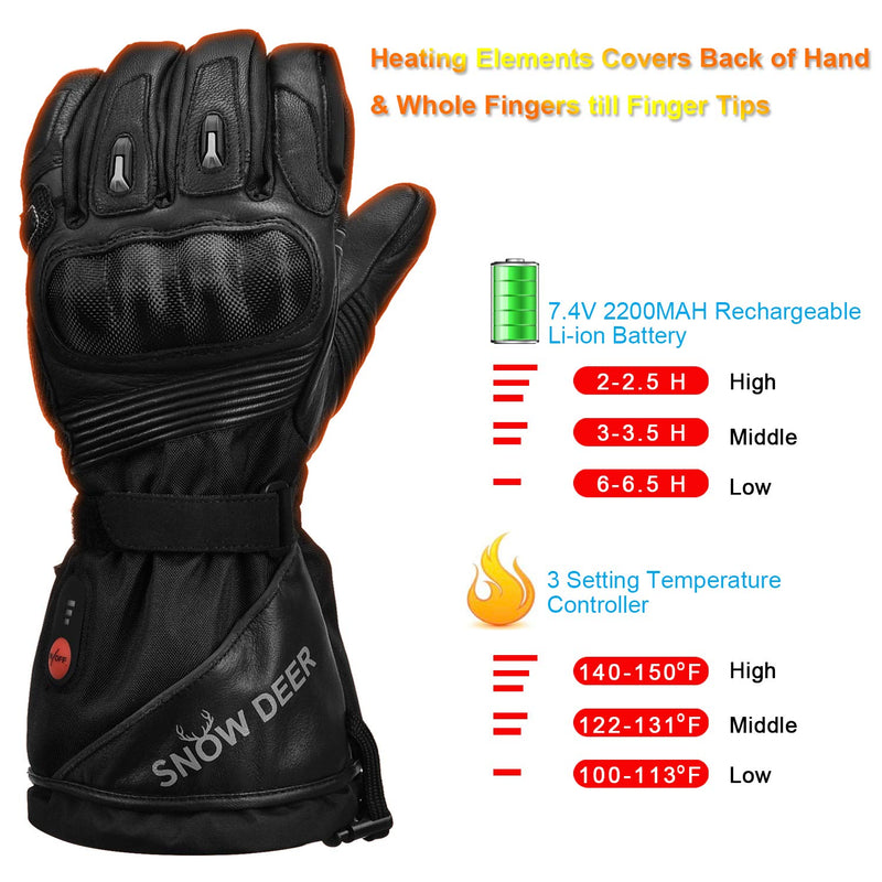 Load image into Gallery viewer, SNOW DEER Heated Motorcycle Gloves - 7.4V Electric Rechargeable Battery Waterproof Gloves for Men Women,Winter Biking Cycling Hunting Fishing Skiing Riding Powered Gloves