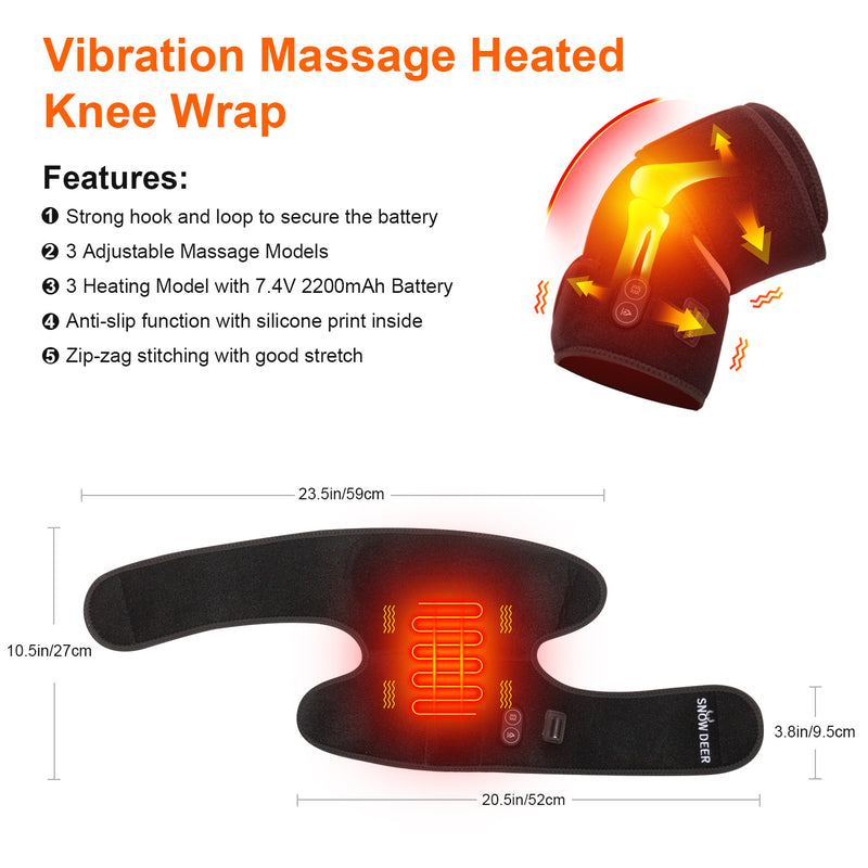 Load image into Gallery viewer, SNOW DEER Heated Knee Brace with Vibration Massage - 3 Heating & 3 Vibration Modes, 7.4V 2200mAh Battery, Relief for Knee Pain, Muscle Stiffness, Arthritis
