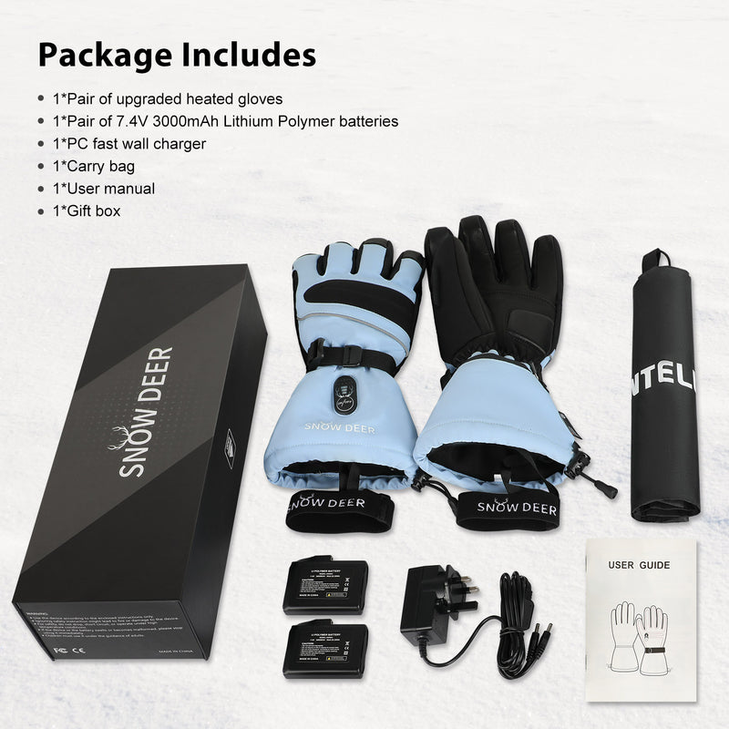 Load image into Gallery viewer, SNOW DEER Heated Gloves for Men Women with 10 Hours Warm Electric Heated Ski Gloves Waterproof Rechargeable Winter Gloves Thinsulate Touchscreen Outdoor Cold Weather Gloves