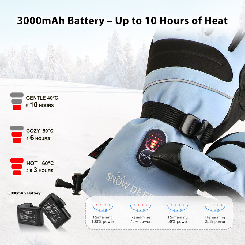 Load image into Gallery viewer, SNOW DEER Heated Gloves for Men Women with 10 Hours Warm Electric Heated Ski Gloves Waterproof Rechargeable Winter Gloves Thinsulate Touchscreen Outdoor Cold Weather Gloves