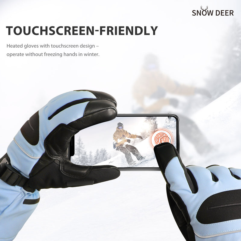 Load image into Gallery viewer, SNOW DEER Heated Gloves for Men Women with 10 Hours Warm Electric Heated Ski Gloves Waterproof Rechargeable Winter Gloves Thinsulate Touchscreen Outdoor Cold Weather Gloves