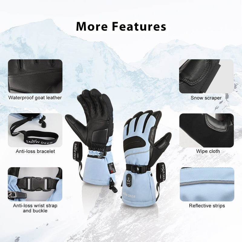 Load image into Gallery viewer, SNOW DEER Heated Gloves for Men Women with 10 Hours Warm Electric Heated Ski Gloves Waterproof Rechargeable Winter Gloves Thinsulate Touchscreen Outdoor Cold Weather Gloves