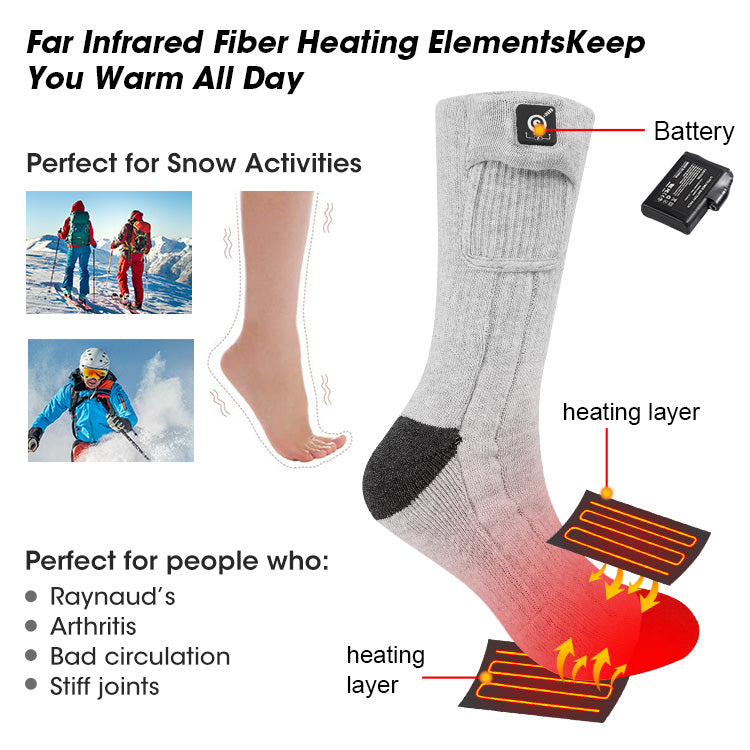 Load image into Gallery viewer, SNOW DEER Heated Socks, Rechargeable Electric Socks with 3 Heat Settings, 10 Hours Heating time Winter Foot Warmers with Large Capacity Batteries for Men/Women