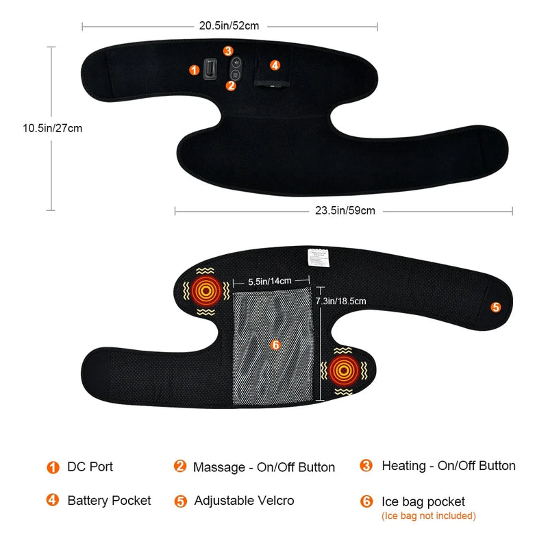 Load image into Gallery viewer, Snow Deer Heated Knee Brace Wrap 3 Adjustable 7.4V 2200mAh Lithium Battery Vibration Knee Massager with Heating Pad for Knee Pain Join Pain Relief
