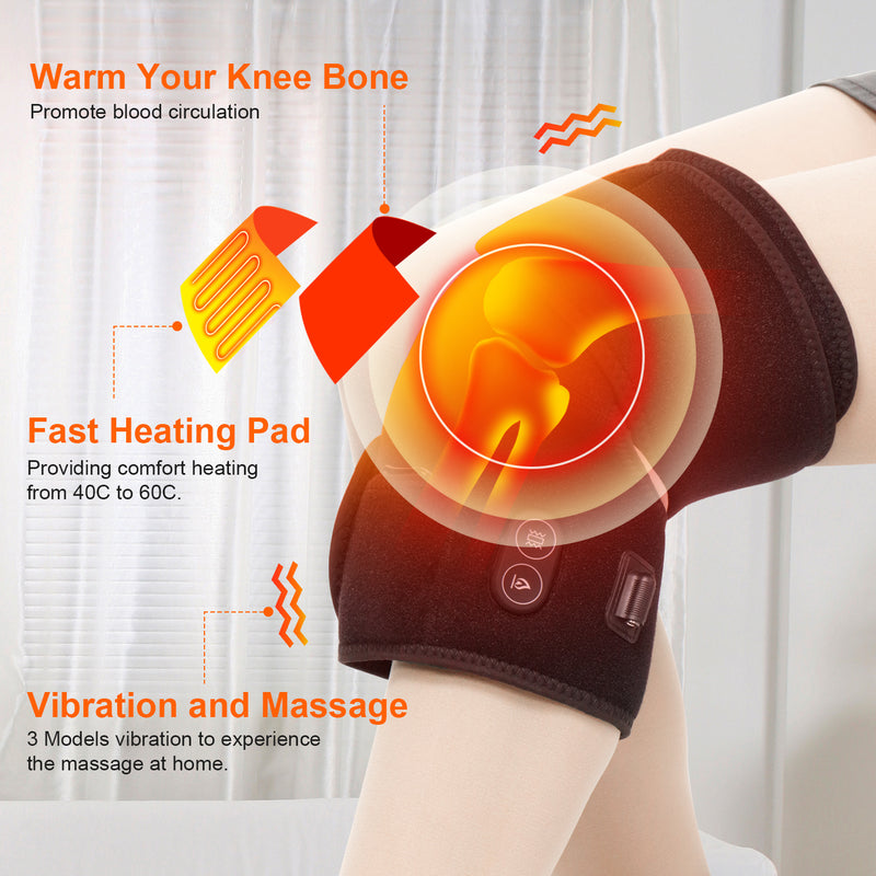 Load image into Gallery viewer, SNOW DEER Heated Knee Brace with Vibration Massage - 3 Heating & 3 Vibration Modes, 7.4V 2200mAh Battery, Relief for Knee Pain, Muscle Stiffness, Arthritis