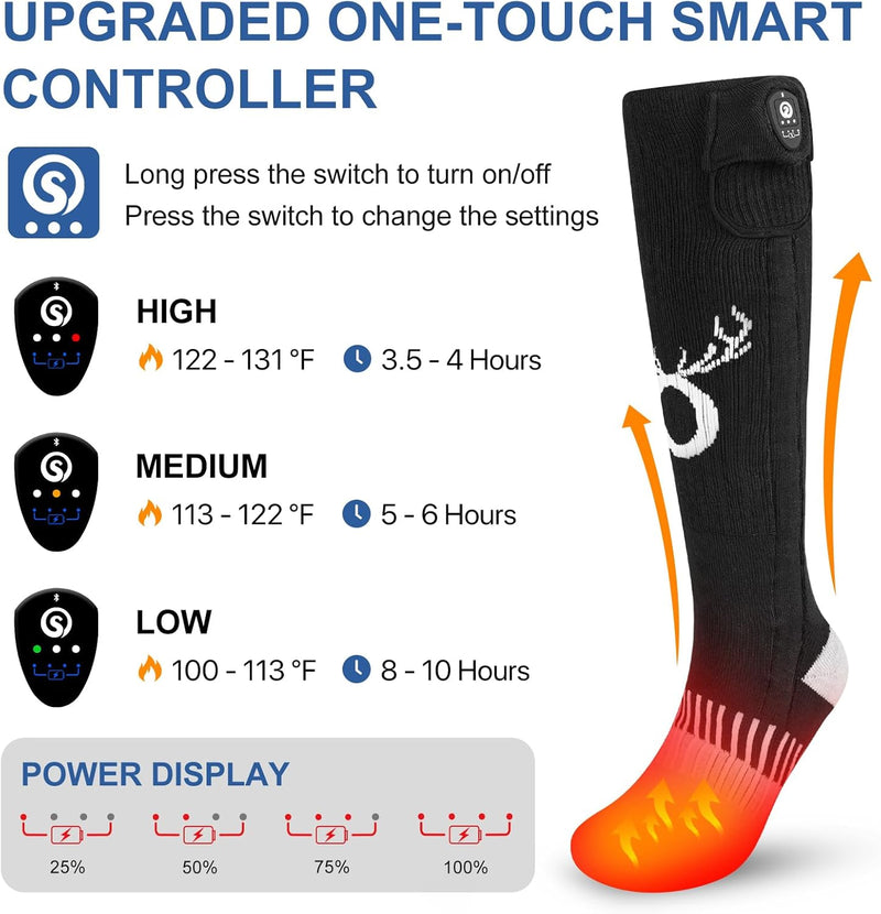 Load image into Gallery viewer, SNOW DEER Heated Socks for Men Women, App Control Rechargeable Electric Heating Warm Sock