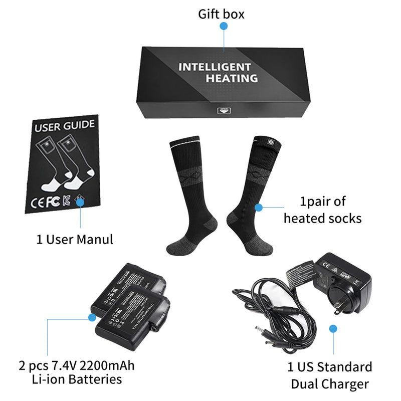 Load image into Gallery viewer, SNOW DEER Electric Rechargable Battery Heating Socks Leg Warmers, Winter Cold Feet Hunting Ski Camping Hiking Riding Motorcycle Snowboating Thermal Warm Socks