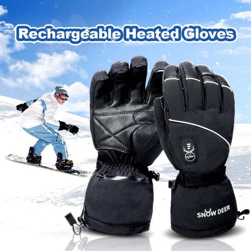 Load image into Gallery viewer, SNOW DEERElectric Heated Gloves, Waterproof & Windproof Ski Gloves with Rechargeable Battery & Touchscreen - Three Heat Settings for Cold Weather Snowboarding