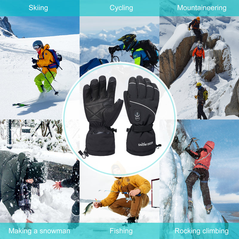 Load image into Gallery viewer, SNOW DEER Upgraded Heated Gloves Men Women,Ski Motorcycle Electric Battery Mittens Gloves