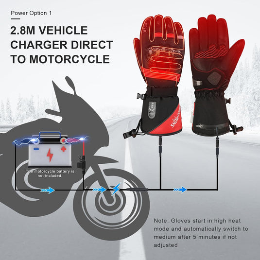 SNOW DEER Heated Motorcycle Gloves,7.4V 3000MAH Electric Rechargeable Battery Waterproof Riding Gloves Men Women for Winter Biking Cycling Ski Snow Insulated Glove Hand Warmer Moto Gloves