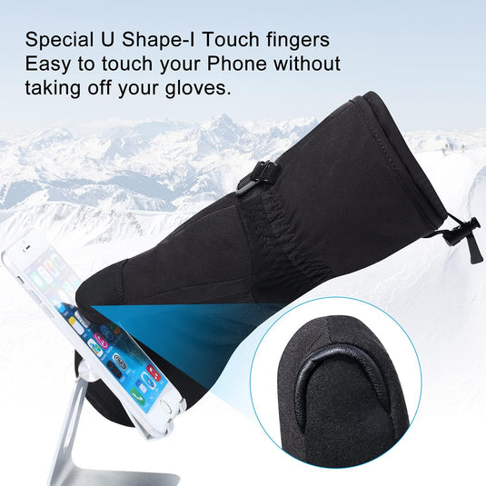 Snow Deer Heated Mittens Gloves for Men Women, Palm & Handback Heated Rechargeable Electric Ski Snow Mitts with 7.4V 2200mAh Battery for Winter Skating Camping Hunting Hiking Running
