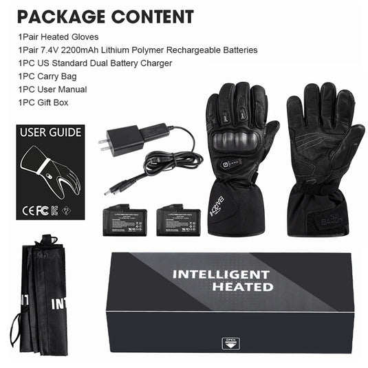 SNOW DEER Heated Gloves for Men Women Heated Motorcycle Glove Electric Waterproof Heating Gloves Touchscreen Rechargeable Battery Hand Warmers w/ 12V Motorcycle Wire for Outdoor Work Snowmobiles