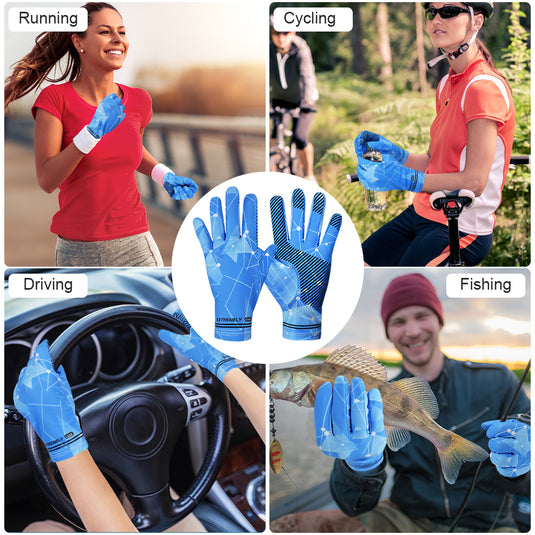 Cycling Gloves Touchscreen Full Finger Sun UV Protection UPF 50+ Summer Gloves for Driving Fishing